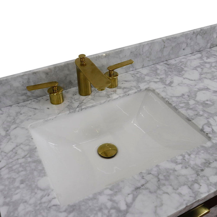 Bellaterra Home Trento 61" 4-Door 3-Drawer Black Freestanding Vanity Set With Ceramic Double Undermount Rectangular Sink and White Carrara Marble Top