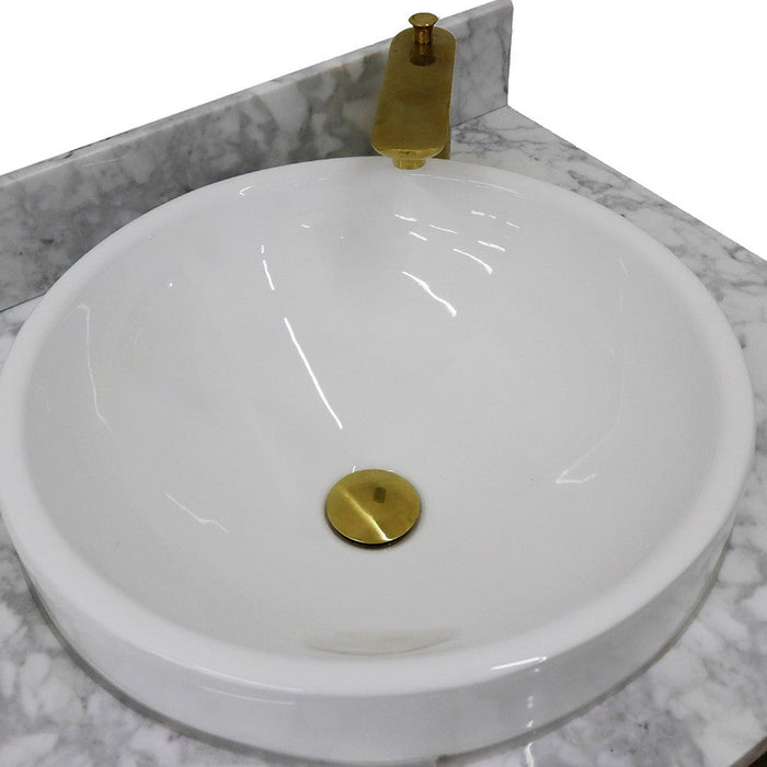 Bellaterra Home Trento 61" 4-Door 3-Drawer Dark Gray Freestanding Vanity Set With Ceramic Double Vessel Sink and White Carrara Marble Top