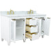 Bellaterra Home Trento 61" 4-Door 3-Drawer White Freestanding Vanity Set With Ceramic Double Undermount Oval Sink and White Carrara Marble Top