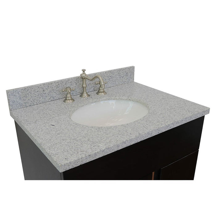 Bellaterra Home Urban 31" 1-Door 2-Drawer Silvery Brown Freestanding Vanity Set With Ceramic Undermount Oval Sink and Gray Granite Top