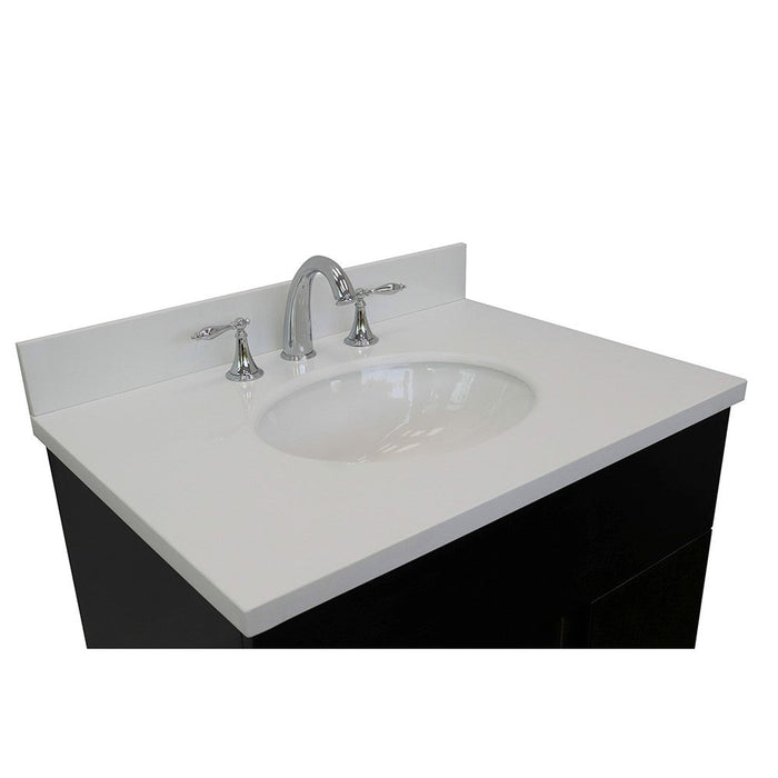 Bellaterra Home Urban 31" 1-Door 2-Drawer Silvery Brown Freestanding Vanity Set With Ceramic Undermount Oval Sink and White Quartz Top