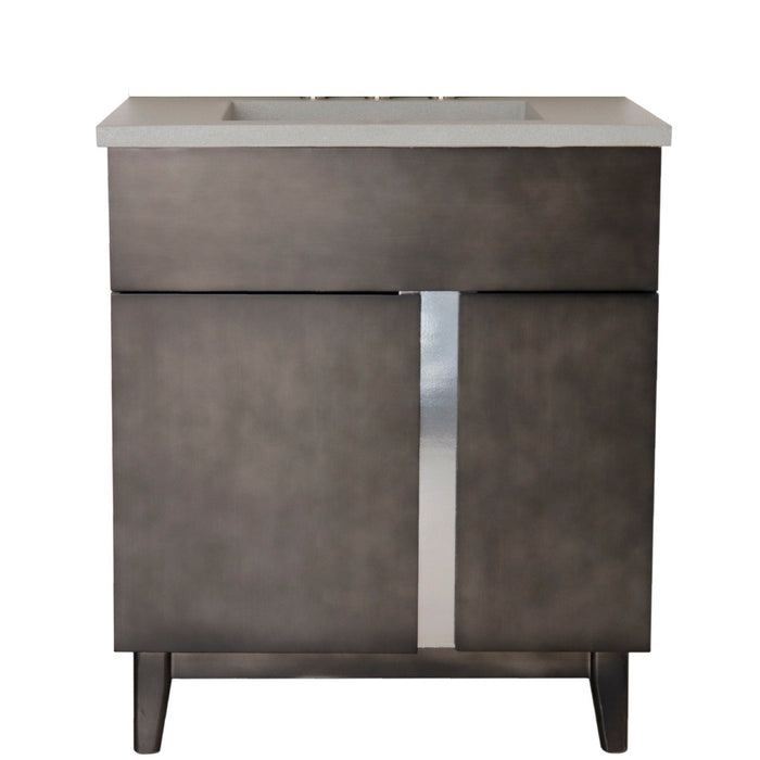 Bellaterra Home Urban 31" 1-Door 2-Drawer Silvery Brown Freestanding Vanity Set With Concrete Integrated Rectangular Ramp Sink and Gray Concrete Top
