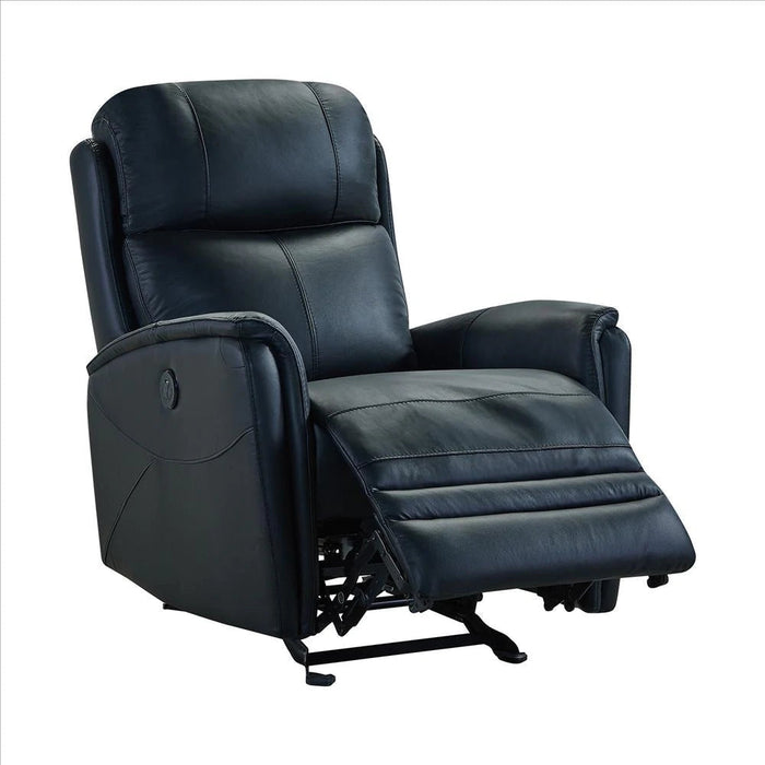 Benjara 19 Inch Contemporary Recliner Leather Chair With USB, Black BM236615