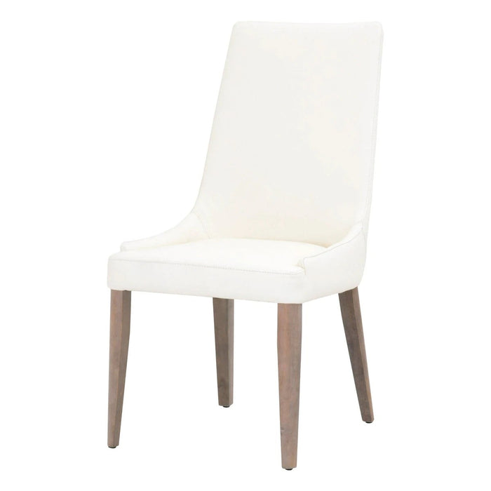 Benjara Curved Dining Chair With Round Tapered Legs, Set Of 2, White And Brown BM217374