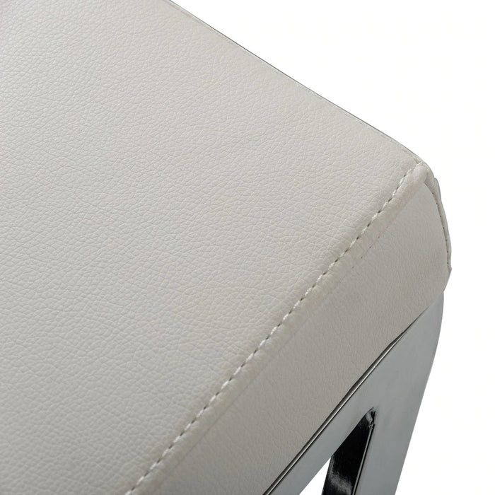 Benjara Leatherette Bar Stool With X Shape Legs, Set Of 2, White And Chrome BM223496