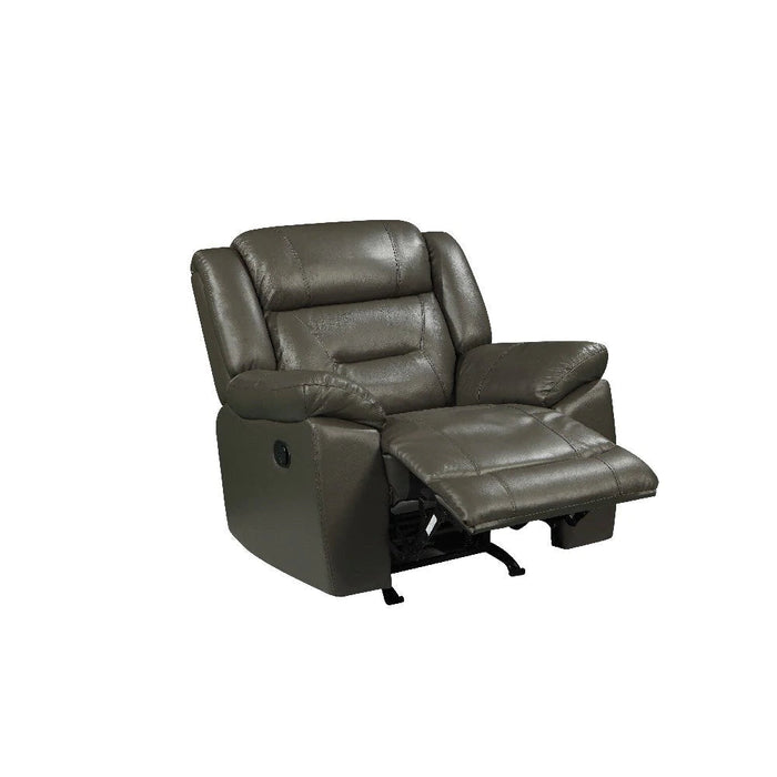 Benjara Lois 40 Inch Real Leather Power Recliner Armchair, Gray BM272050