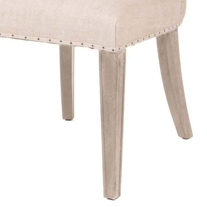 Benjara Parson Style Fabric Padded Dining Chair With Nailhead Trim, Set Of 2,Beige BM231499
