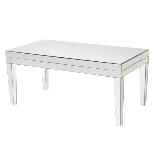 Benzara 21 Inch Beveled Mirror Wood Coffee Table, Silver BM229410