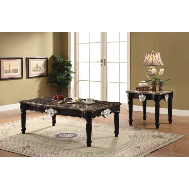 Benzara 21″ Rectangular Textured Marble Top Coffee Table