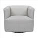 Benzara 26.3 Inch Leatherette Barrel Chair With Swivel Mechanism, White BM236758