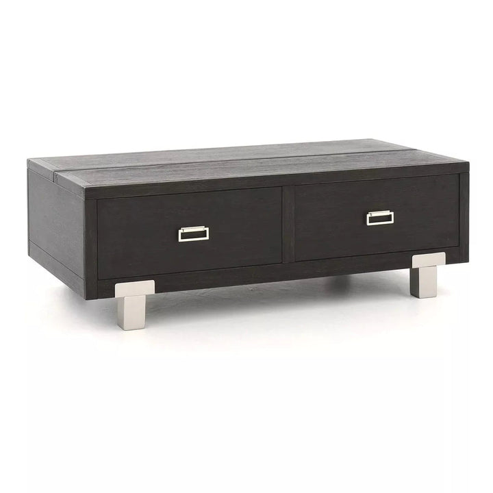 Benzara 2 Drawer Wooden Rectangular Lift Top Cocktail Table