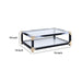 Benzara 34 Inch Glass Top Rectangular Metal Coffee Table, Black BM186275