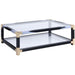 Benzara 34 Inch Glass Top Rectangular Metal Coffee Table, Black BM186275