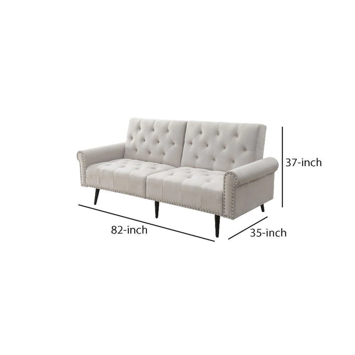 Benzara Adjustable Sofa With Button Tufting And Rolled