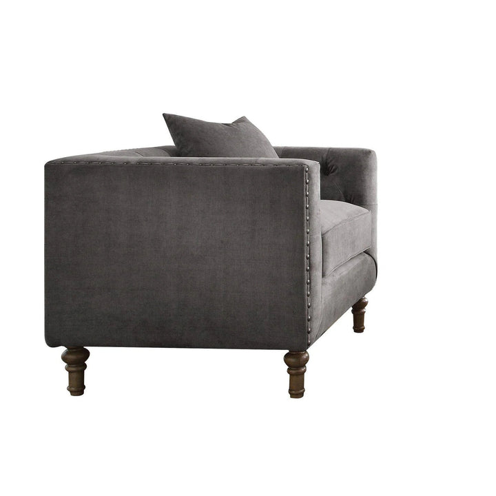Benzara Fabric Upholstered Wooden Sofa Chair With Nail Head