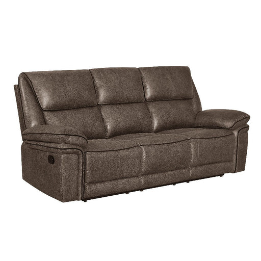 Benzara Gabe 83 Inch Dual Recliner Sofa With Leather Upholstery, Brown BM271903
