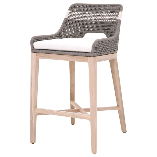 Benzara Interwoven Rope Barstool With Stretcher And Cross Support, Dark Gray BM217400