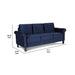 Benzara Judy 81 Inch Velvet Upholstered Sofa With Nailhead Trim, Blue BM271914