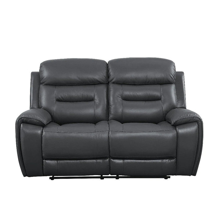 Benzara Leather Upholstered Motion Loveseat With Pocket Coil Seating, Gray BM263585