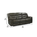 Benzara Lois 83 Inch Real Leather Dual Power Recliner Sofa, Gray BM272056