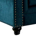 Benzara Loveseat With Button Tufted Backrest And Rolled Design Arms, Blue BM263137