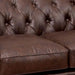 Benzara Loveseat With Button Tufted Backrest And Rolled Design Arms, Brown BM263135