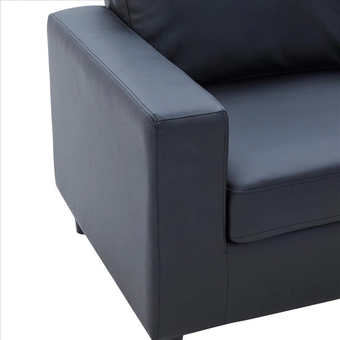 Benzara Loveseat With Leatherette Upholstery And Track Armrests, Black BM261322