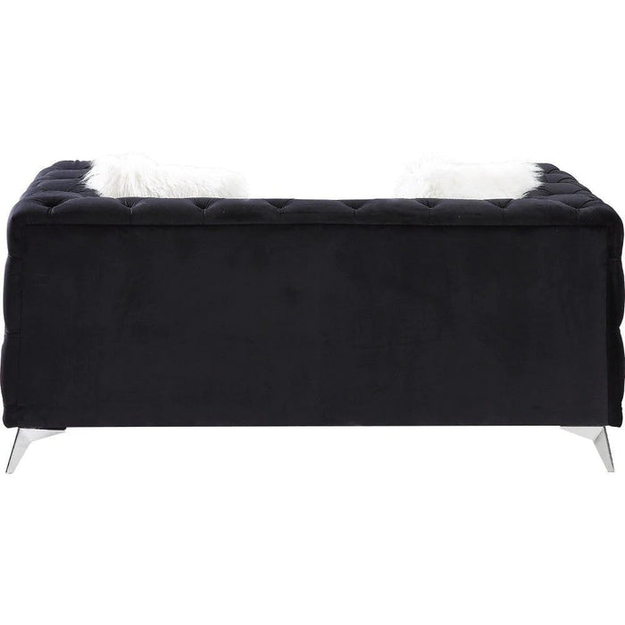 Benzara Loveseat With Tufted Fabric Seating And Metal Legs, Black BM250263