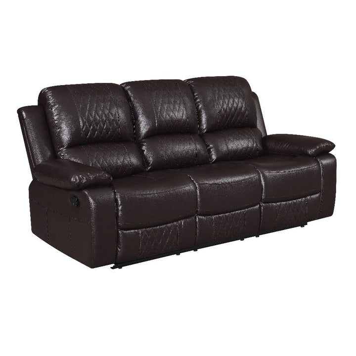 Benzara Meg 86″ Leather Recliner Sofa, Drop Down Table
