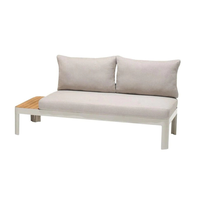 Benzara Outdoor Sofa With Slatted Snack Tray And Removable Cushions, Light Gray BM236348