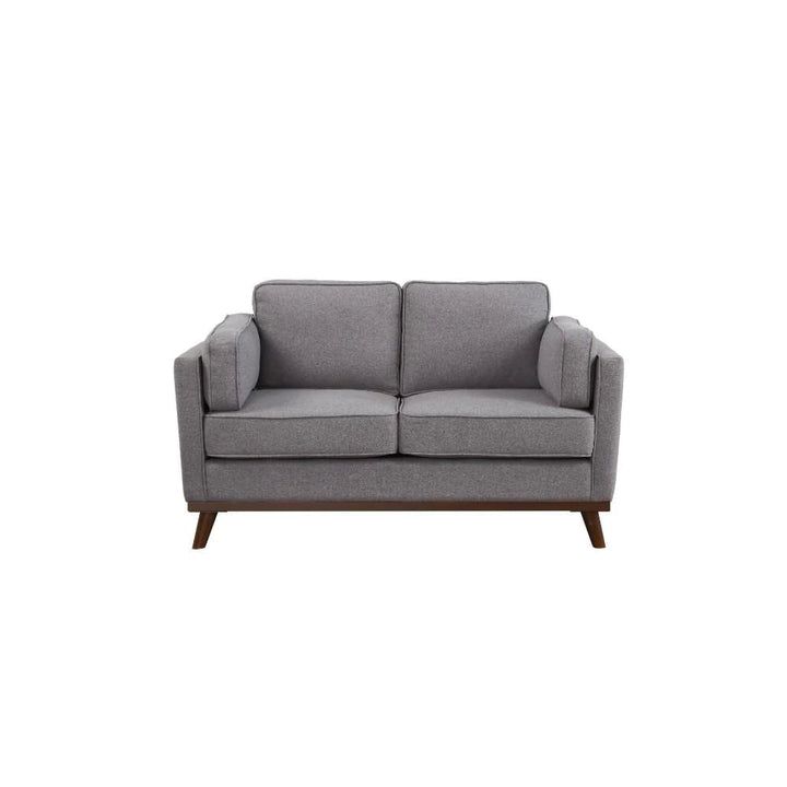 Benzara Polyester Upholstered Loveseat With Wooden Splayed