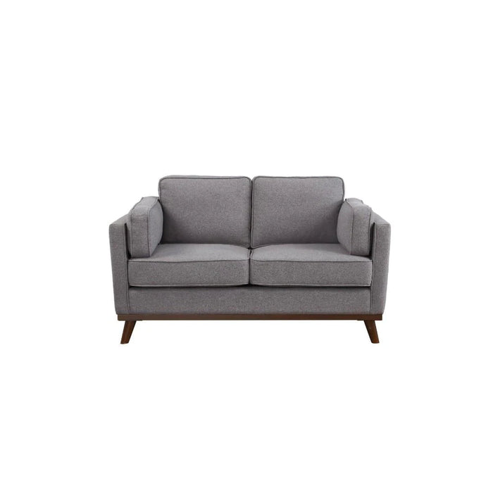 Benzara Polyester Upholstered Loveseat With Wooden Splayed Legs, Gray BM180226