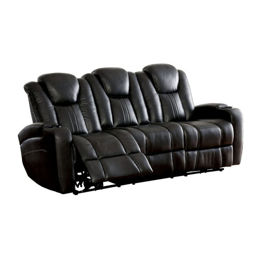 Benzara Power Recliner Sofa With Reading Light And Storage Arms, Black BM263113