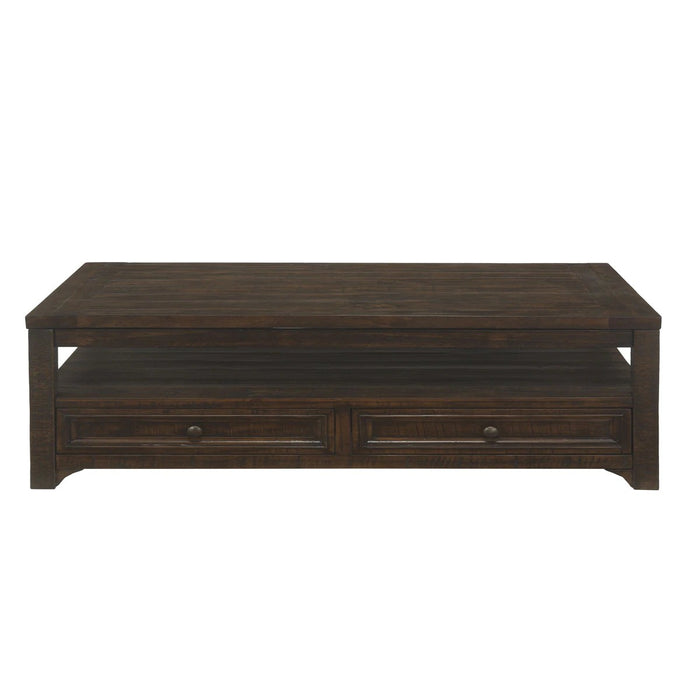 Benzara Rectangular Wooden Lift Top Coffee Table With 2 Drawers, Brown BM205982