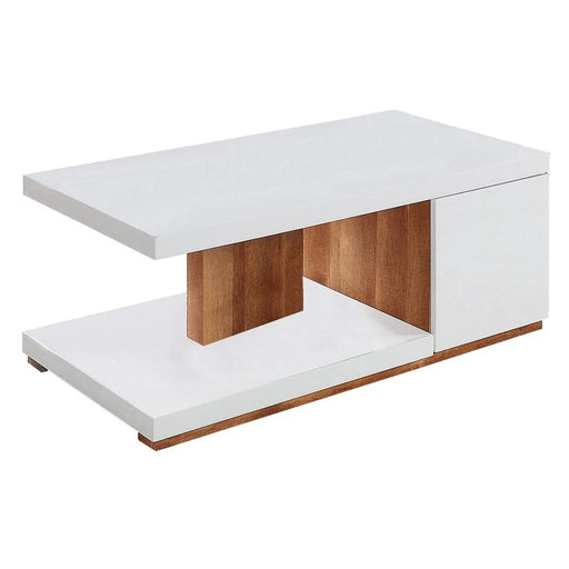 Benzara Replicated Wooden Base Coffee Table With 1 Open Shelf, White And Brown BM233791