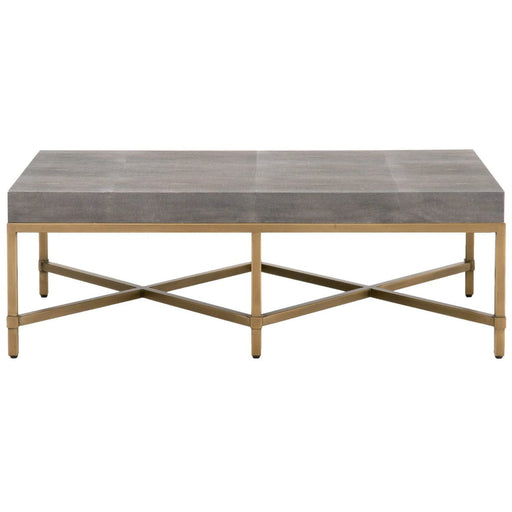 Benzara Resin Top Rectangular Coffee Table With Metal Base, Gray And Gold BM185163