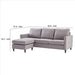 Benzara Reversible Sectional Sofa With Fabric Upholstery And Side Pockets, Gray BM261281