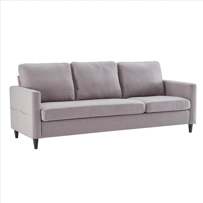 Benzara Reversible Sectional Sofa With Fabric Upholstery And Side Pockets, Gray BM261281