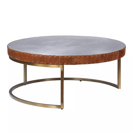 Benzara Round Metal Coffee Table With Airy Design Base, Large, Multicolor BM204468