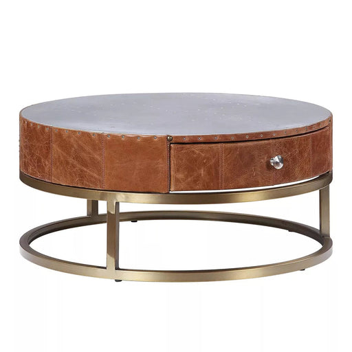 Benzara Round Metal Coffee Table With Airy Design Base, Small, Multicolor BM204469