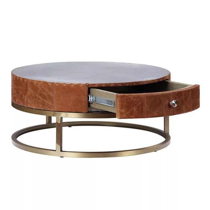 Benzara Round Metal Coffee Table With Airy Design Base, Small, Multicolor BM204469