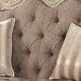 Benzara Scrolled Crown Top Fabric Loveseat With Cabriole Legs, Gray And White BM221353