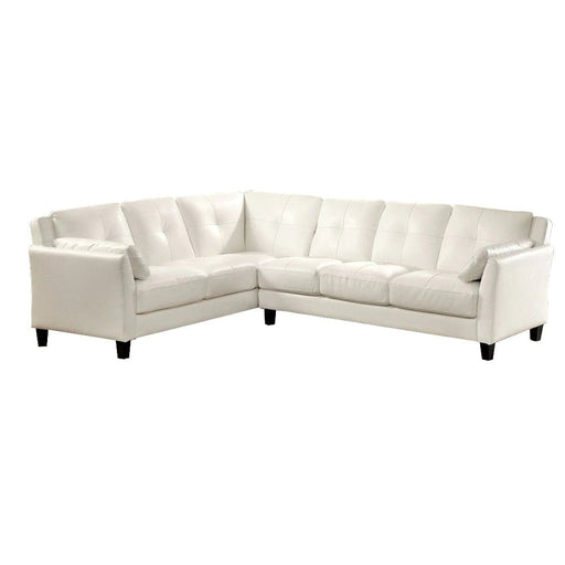 Benzara Sectional Sofa With Leatherette And Centre Tufted Stitching, White BM263144
