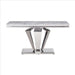 Benzara Sofa Table With Faux Marble Top And Steel Base, Silver BM261691