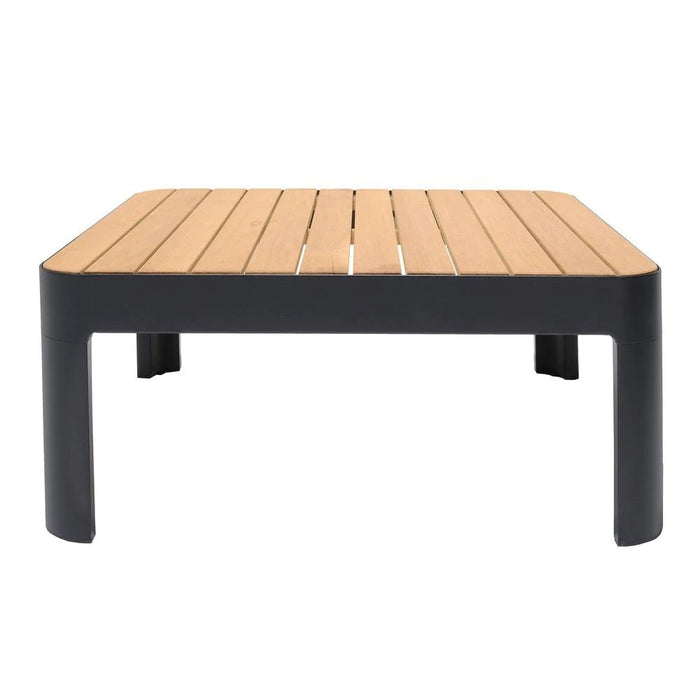 Benzara Square Outdoor Coffee Table With Slatted Table Top, Gray BM236344
