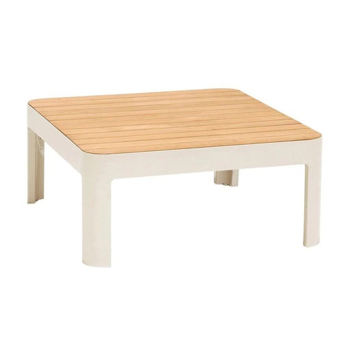 Benzara Square Outdoor Coffee Table With Slatted Table Top, Light Gray BM236349