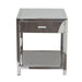 Benzara Square Stainless Steel Accent Table With One Drawer And Open Bottom Shelf, Silver BM190834