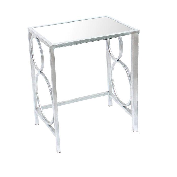 Benzara Three Piece Metal Nesting Tables With Circular Stacked Design, Silver BM204718