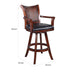 Benzara Traditional Bar Stool With Leather Seat, Brown BM68944