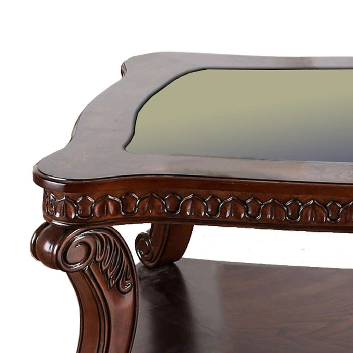 Benzara Traditional Coffee Table With Cabriole Legs And Wooden Carving, Brown BM205329